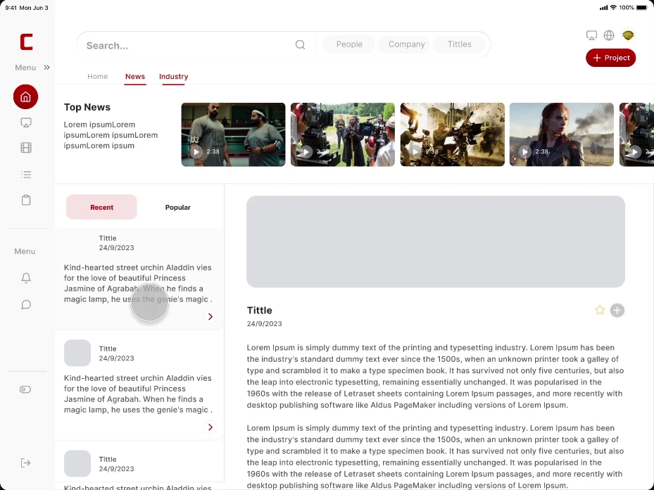 Industry news layout