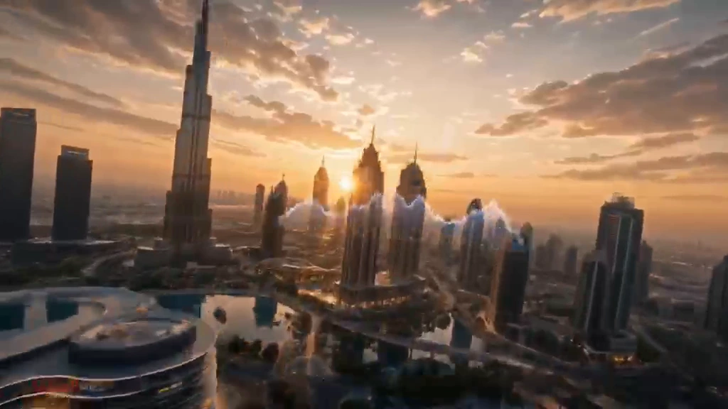 A city sequence from the supplied film